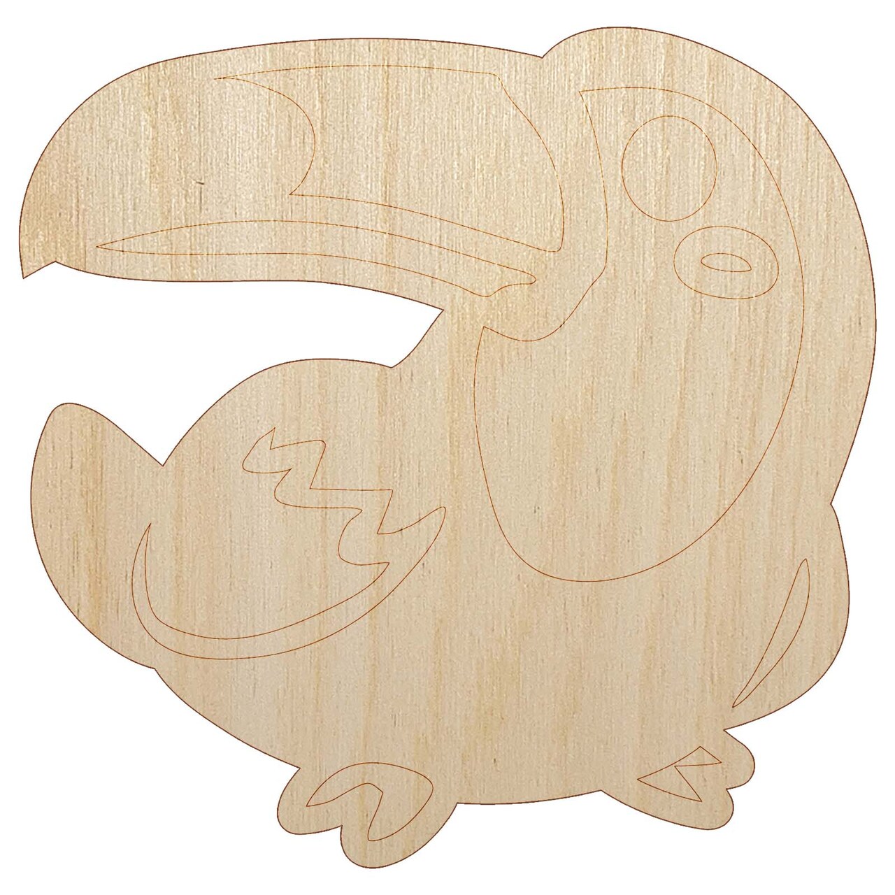 Kawaii Cute Toco Toucan Bird Unfinished Wood Shape Piece Cutout for DIY Craft Projects